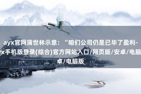 ayx官网蒲世林示意:“咱们公司仍是已毕了盈利-ayx手机版登录(综合)官方网站入口/网页版/安卓/电脑版