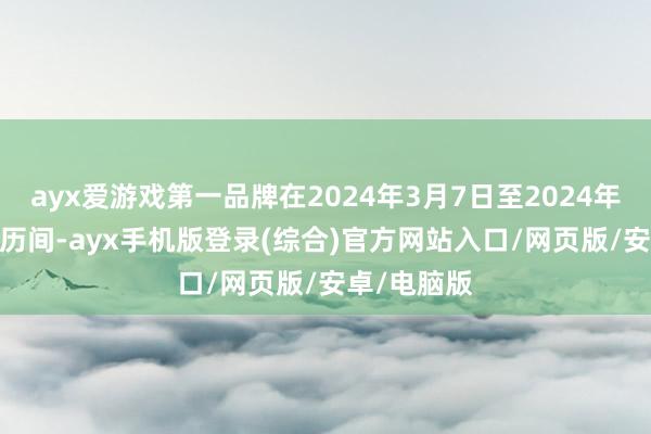 ayx爱游戏第一品牌在2024年3月7日至2024年12月31日历间-ayx手机版登录(综合)官方网站入口/网页版/安卓/电脑版
